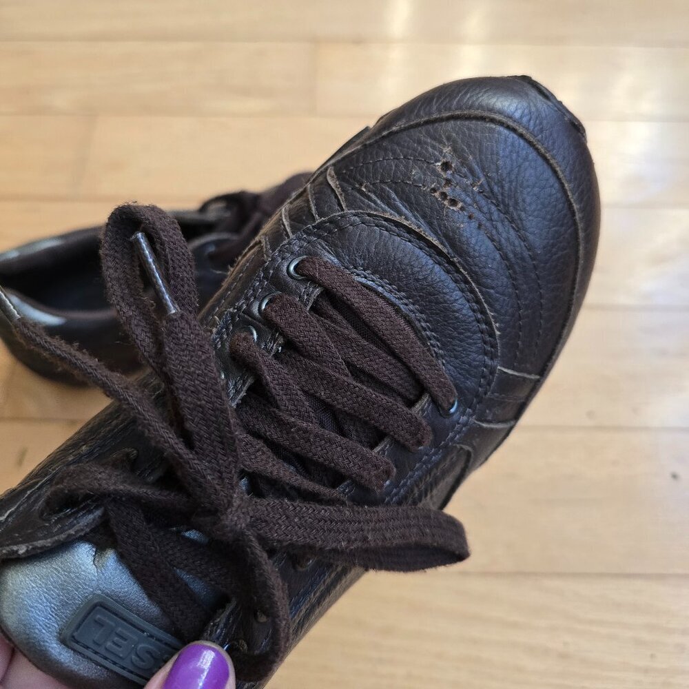 Vintage Y2k | Diesel Monochrome Brown Leather Flat So… - Gem